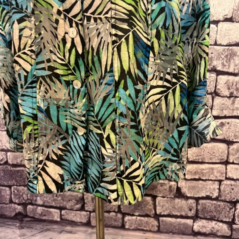 Ruby Rd. Multicolored Sheer Button Down Blouse Si… - image 4